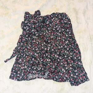 Lovers + Friends Black Floral Wrap Skirt